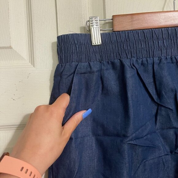 Apt 9 Womens Blue Chambray Cotton Lycocell High Rise Stretch Waist Shorts Medium - Picture 3 of 7